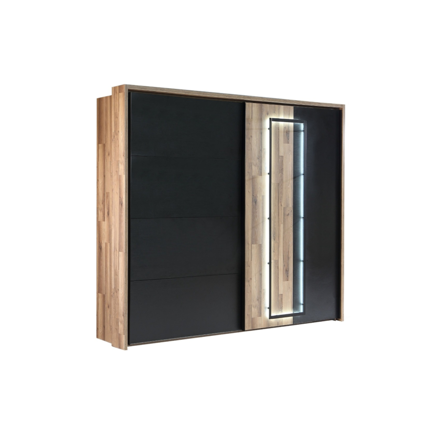 Armoire SIRIUS CROWN Avec 2 Portes - Chêne / Noir Soldes été
