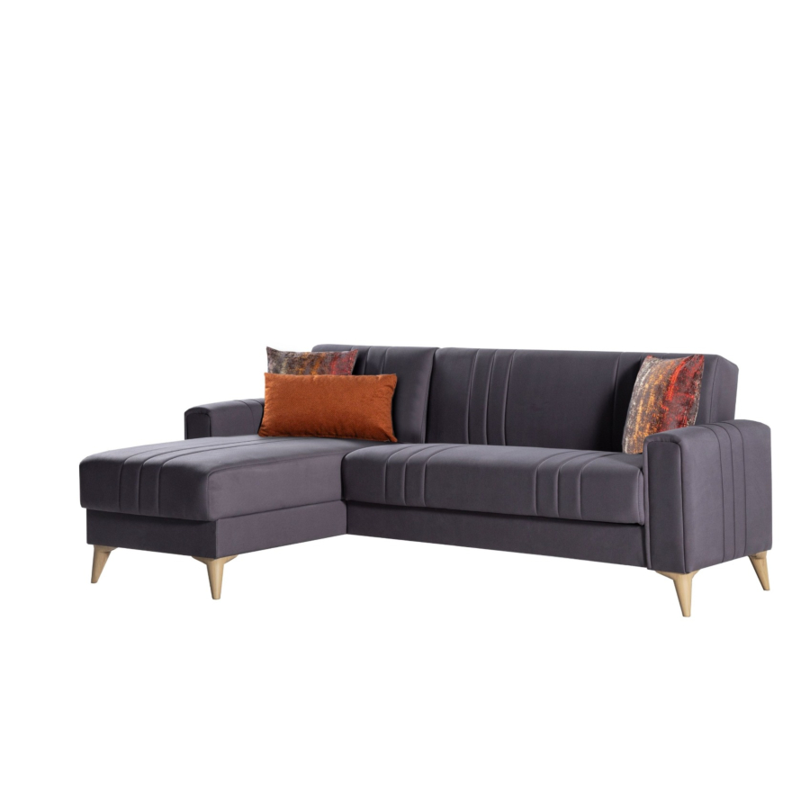 Canapé D'angle OMEGA Avec Fonction Lit et Coffre - Anthracite Soldes été