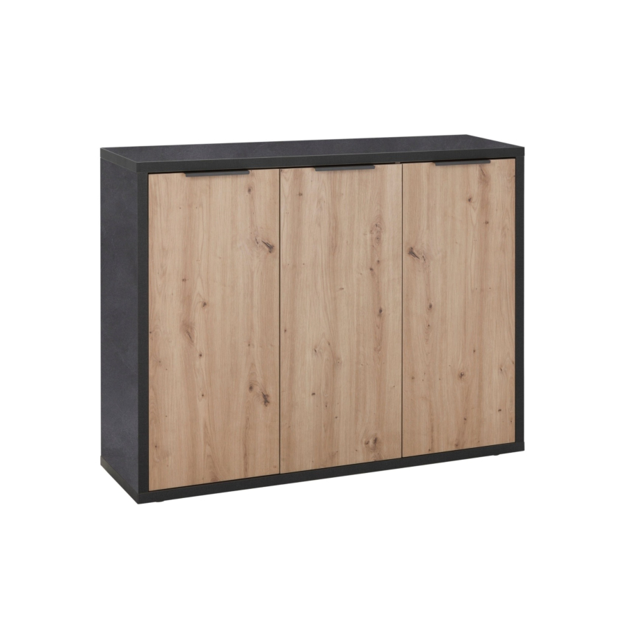 Commode SEGNO Avec 3 Portes - Chêne / Anthracite Soldes été vague 2