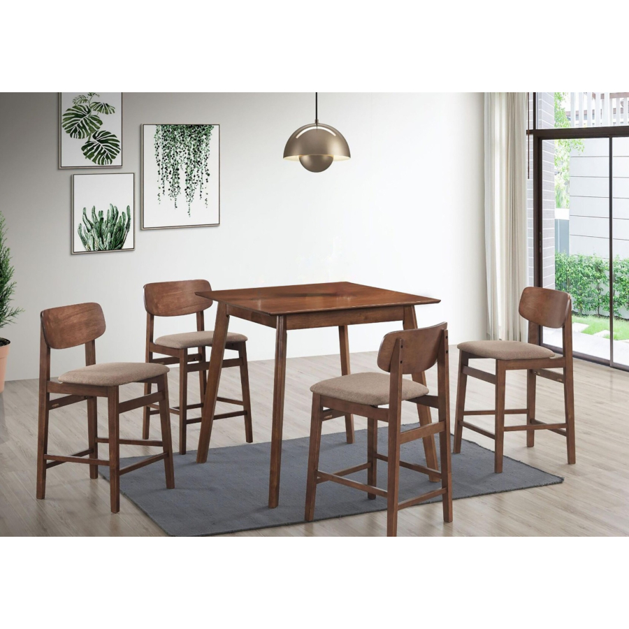 Set PENN Table Haute + 4 Tabourets - Marron Sets Table avec chaises