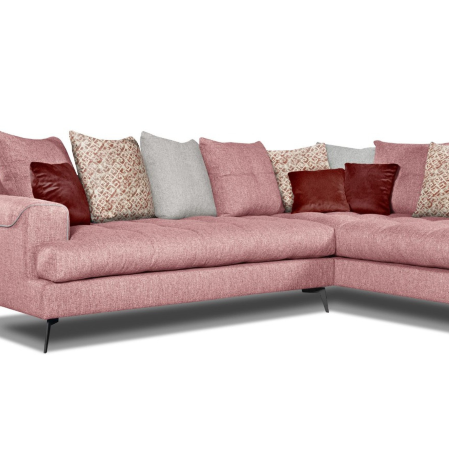 Canapé D'angle GEMINI Méridienne Droite - Corail Soldes été