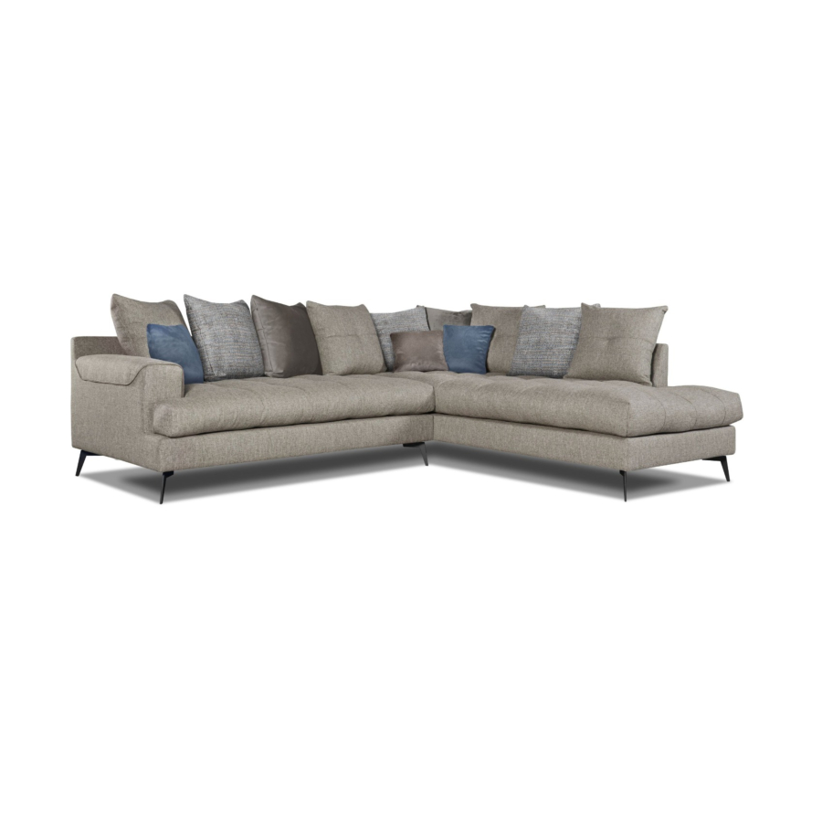 Canapé D'angle GEMINI Méridienne Droite - Taupe Soldes été