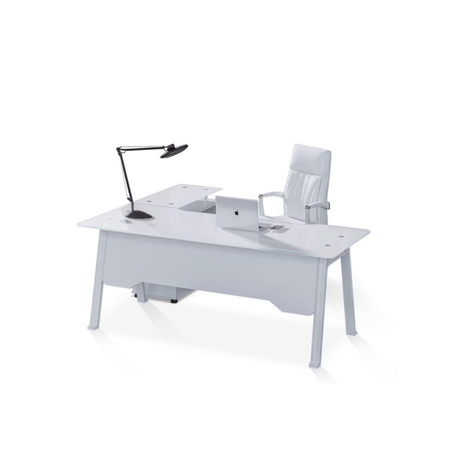 Bureau De Direction SHIRAZ Avec Caisson - Blanc Bureau Professionnel