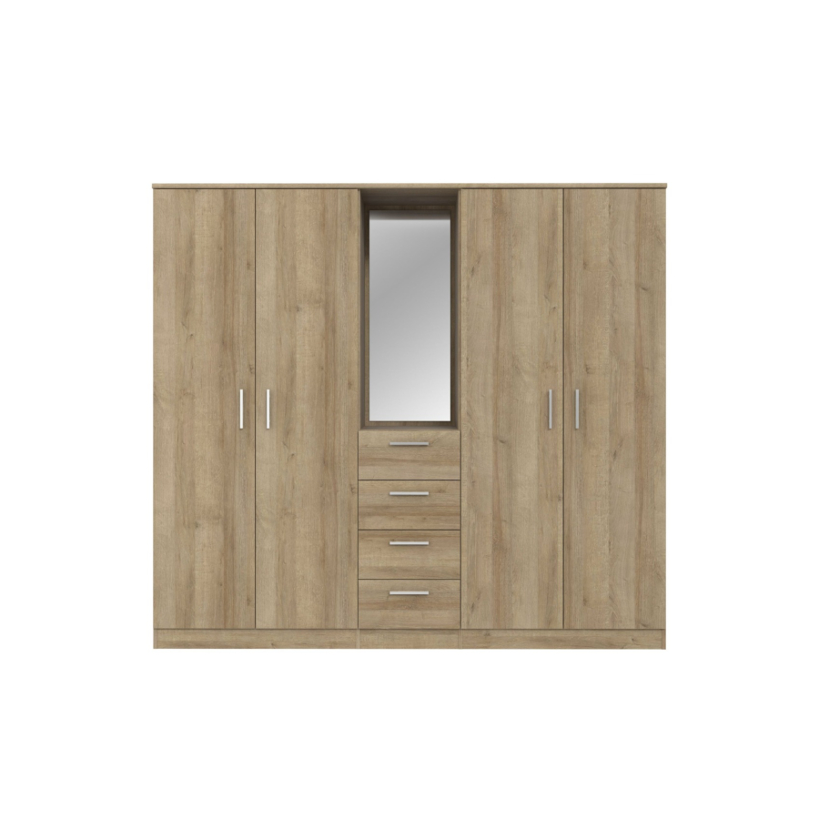 Armoire PANAMA Avec 4 Portes + 4 Tiroirs Et 1 Miroir Soldes été vague 2