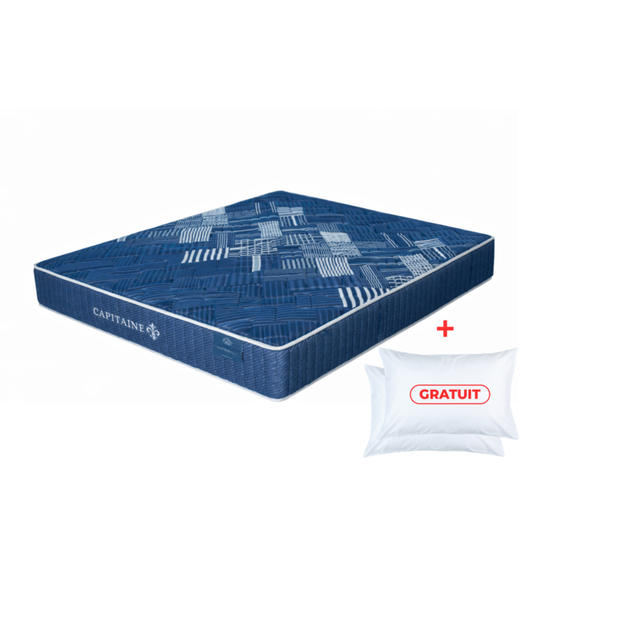 Matelas Doremi Capitaine - Bleu / Noir + Oreiller Gratuit Essentiel HIVER