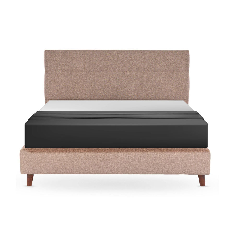 Lit Tapissé NEW MARSILIA 140x190cm En Tissu - Taupe Lits adulte