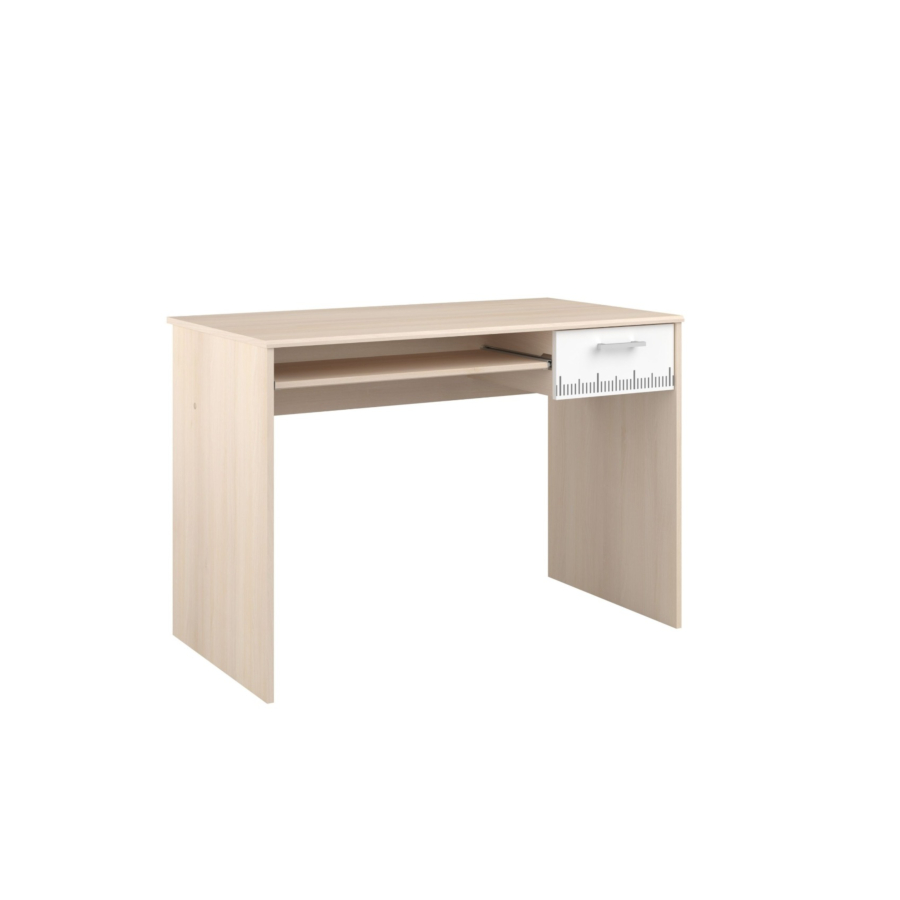 Bureau CHARLY Avec 1 Tiroir + Tablette Coulissante - Chêne / Blanc Bureau Junior