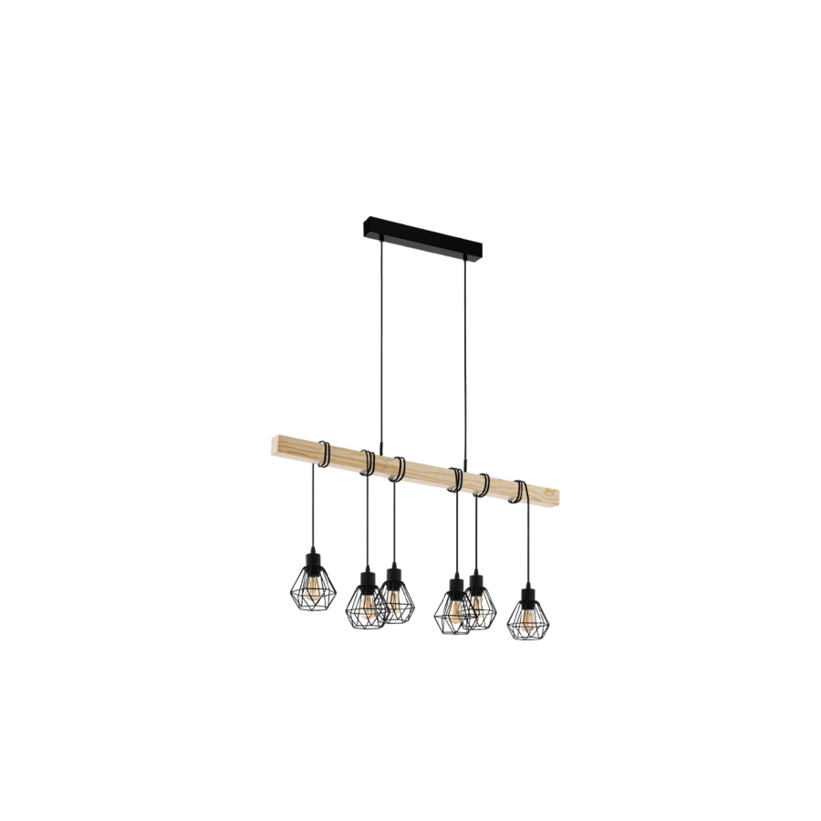 Suspension TOWNSHEND E27 6x60W - Noir / Beige Luminaires Ramadan