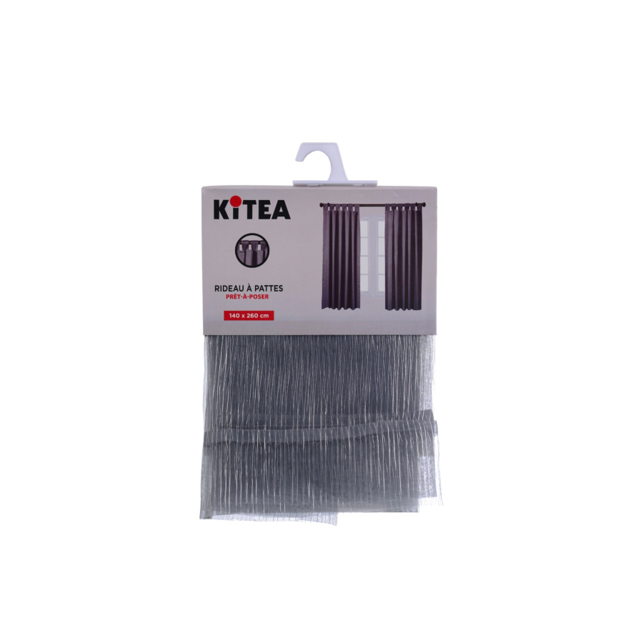 Rideau VOILAGE RAYE Avec Bande - Gris Rideaux