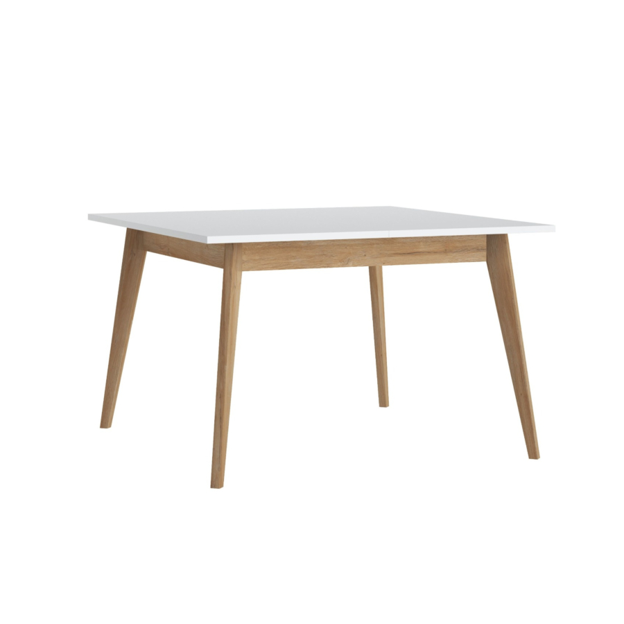 Table À Manger PLISSE Carrée Extensible - Chêne / Blanc Séjour