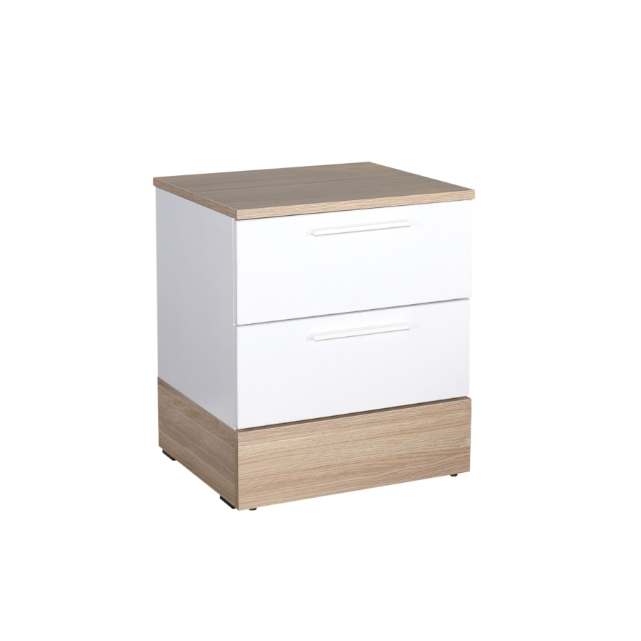 Table De Chevet BASE 2 Tiroirs - Chêne / Blanc Soldes été vague 2