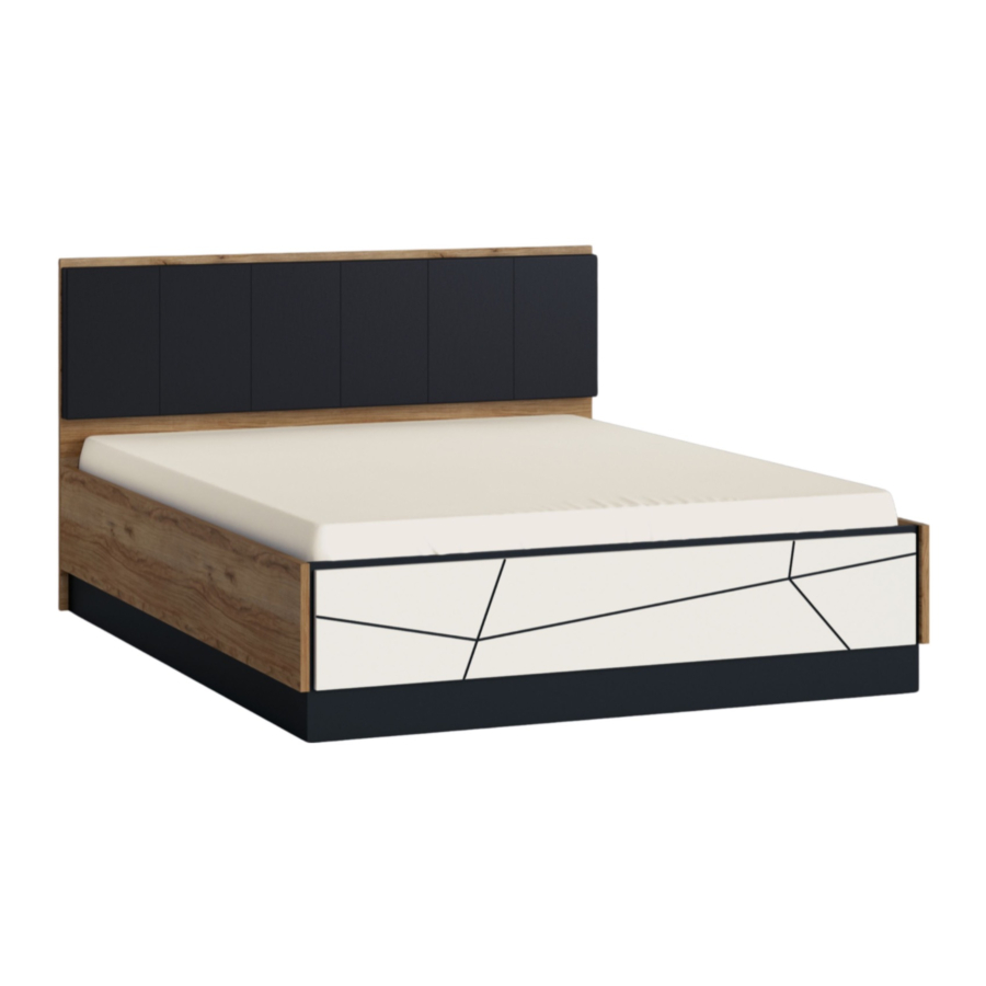 Lit BROLO Sans Sommier - Blanc / Noyer Lits adulte