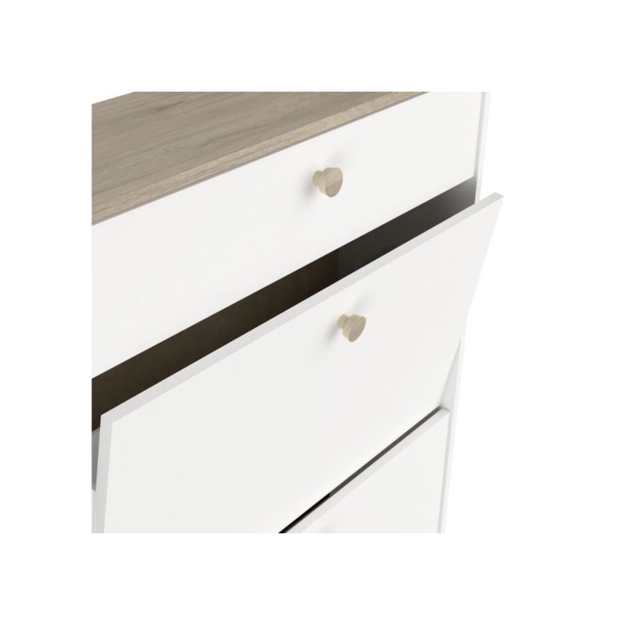 Meuble À Chaussures IZZY Abattants Tiroir Blanc Chêne