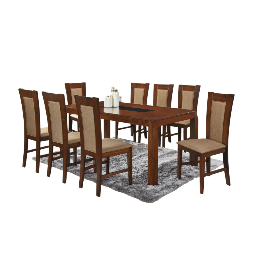 Set Table À Manger JOCELINE Avec 8 Chaises - Marron Séjour