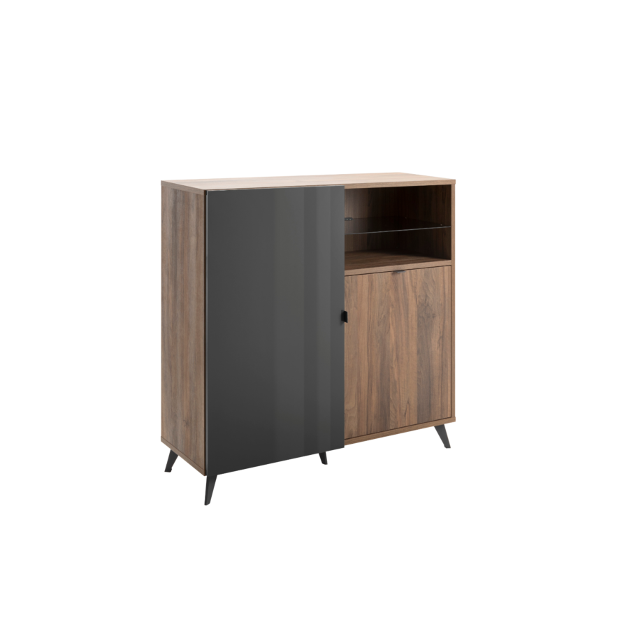 Buffet Haut INFINITO - Gris Anthracite / Marron Séjour