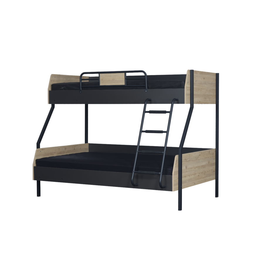 Lit Superposé BOSS 120x200cm - Gris Foncé / Beige Chambre enfant