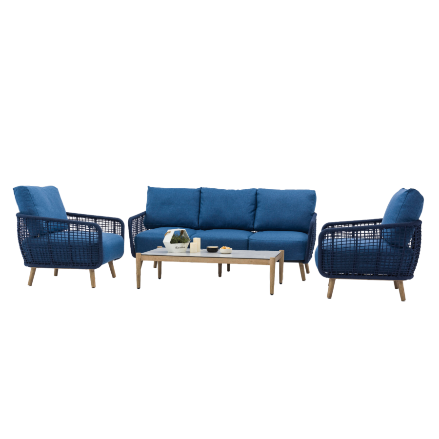 Salon De Jardin APPLE - Bleu Meuble extérieur