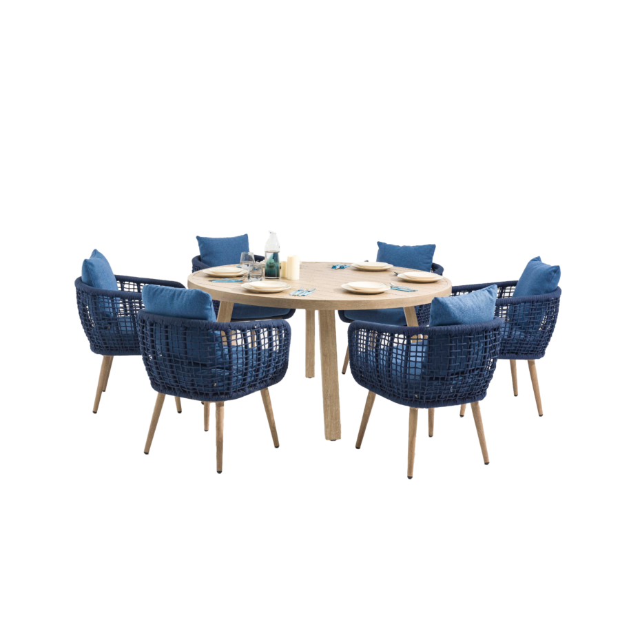 Set Table Avec 6 Chaises APPLE - Bleu Soldes été vague 2