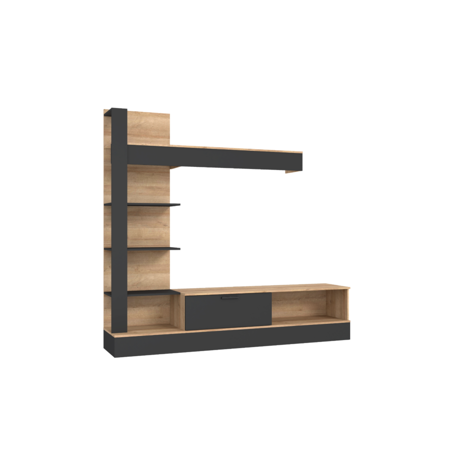 Meuble TV Mural GELUZA - Noir / Beige Soldes été