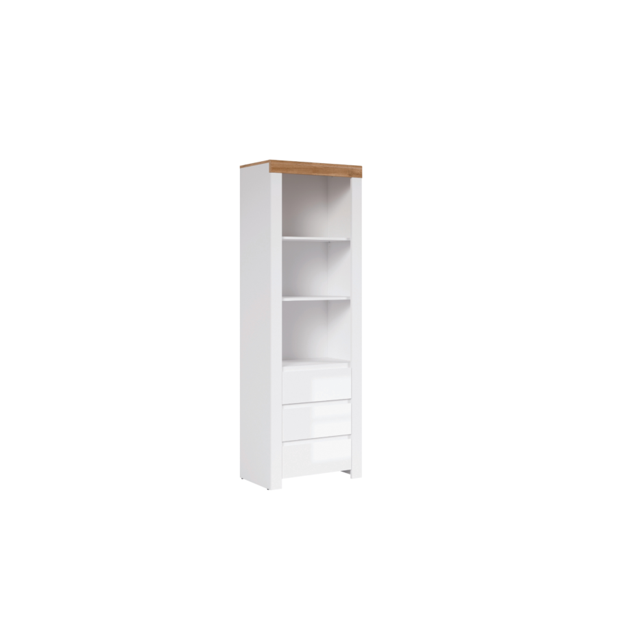 Bibliothèque HOLTEN 3 Tiroirs + 3 Niches - Chêne / Blanc Promos printemps