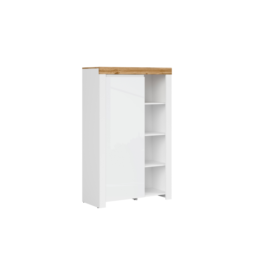 Bibliothèque HOLTEN Avec 1 Porte + 4 Niches - Chêne / Blanc Promos printemps