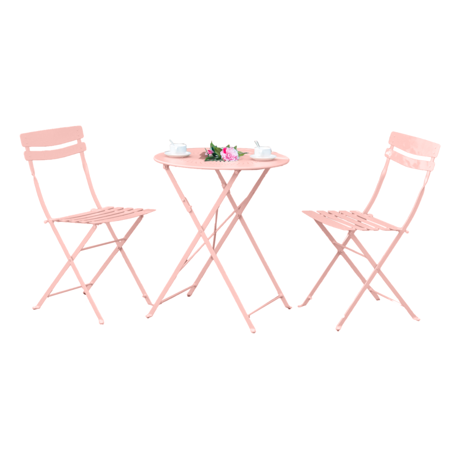 Set Bistrot BAIHE Avec 2 Chaises + Table - Rose Clair Meubles jardin