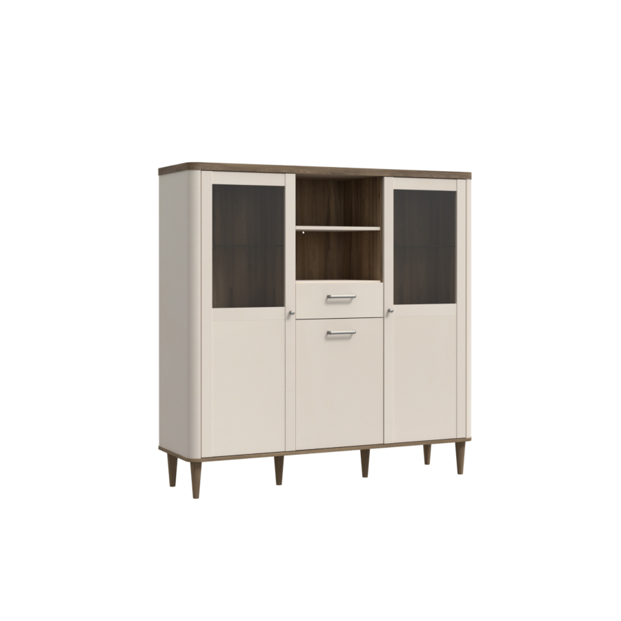 Vitrine LACETTI 145 cm - Beige / Crème Soldes été vague 2