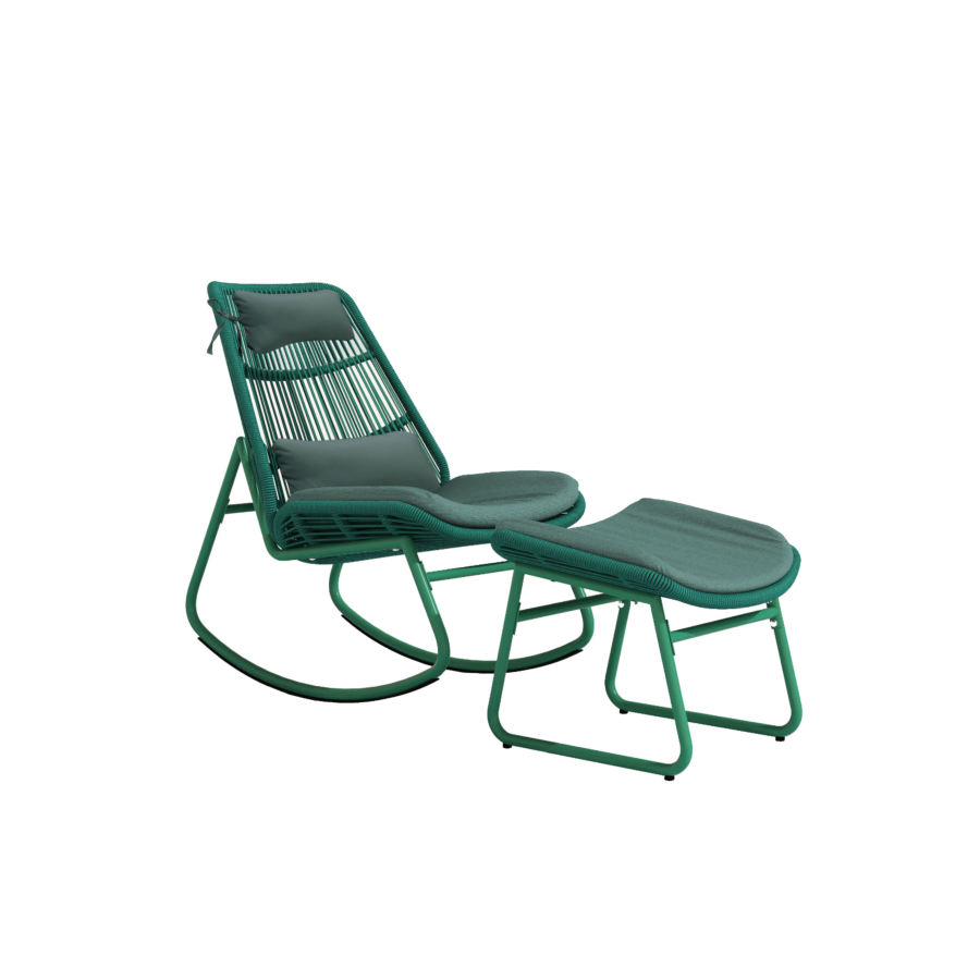 Chaise Relax + Repose Pieds ALICIA - Vert Soldes été vague 2