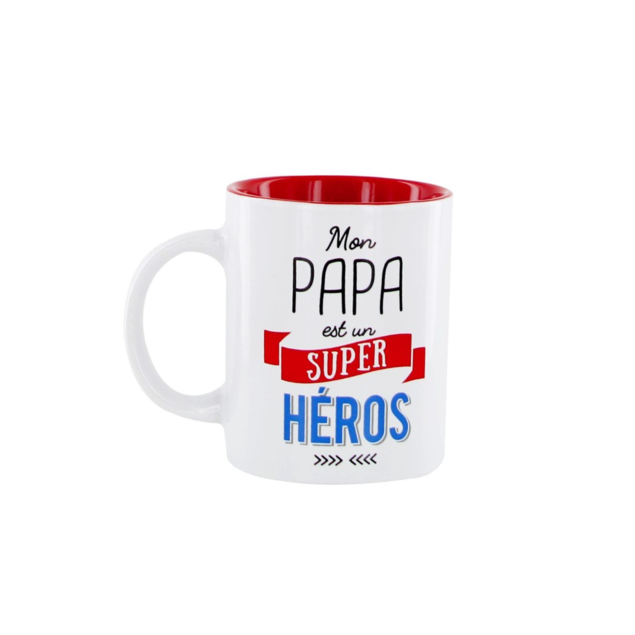 Mug PAPA Super Héros - Blanc / Rouge Tasses et mugs