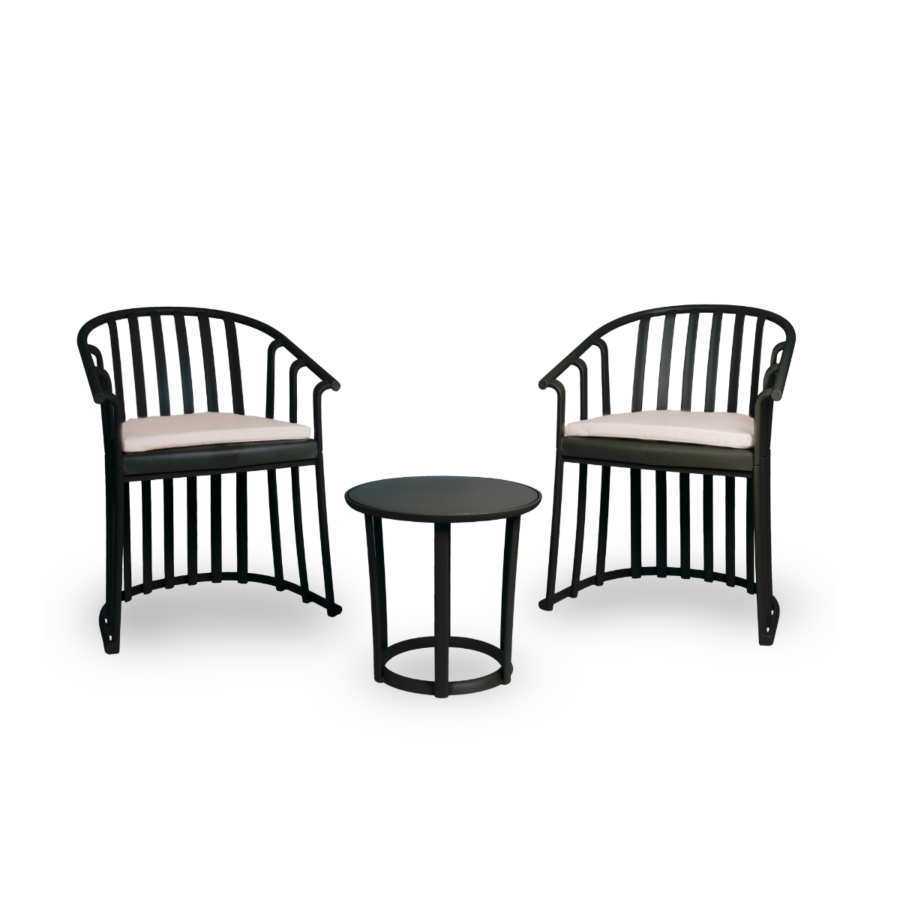 Set De Balcon NEW RAFF Avec Fauteuils Et Table - Noir Soldes été vague 2
