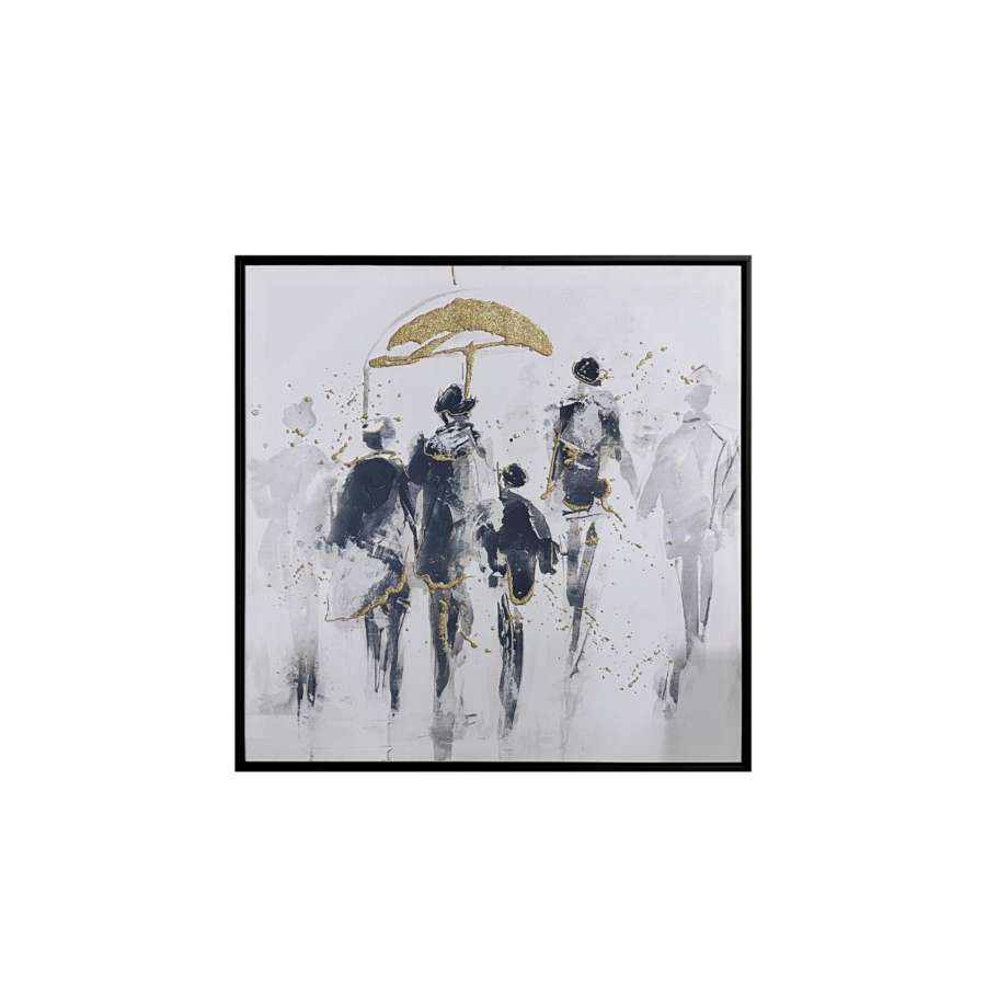 TABLEAU La Pluie 60x60 - Gris / Doré Tableaux