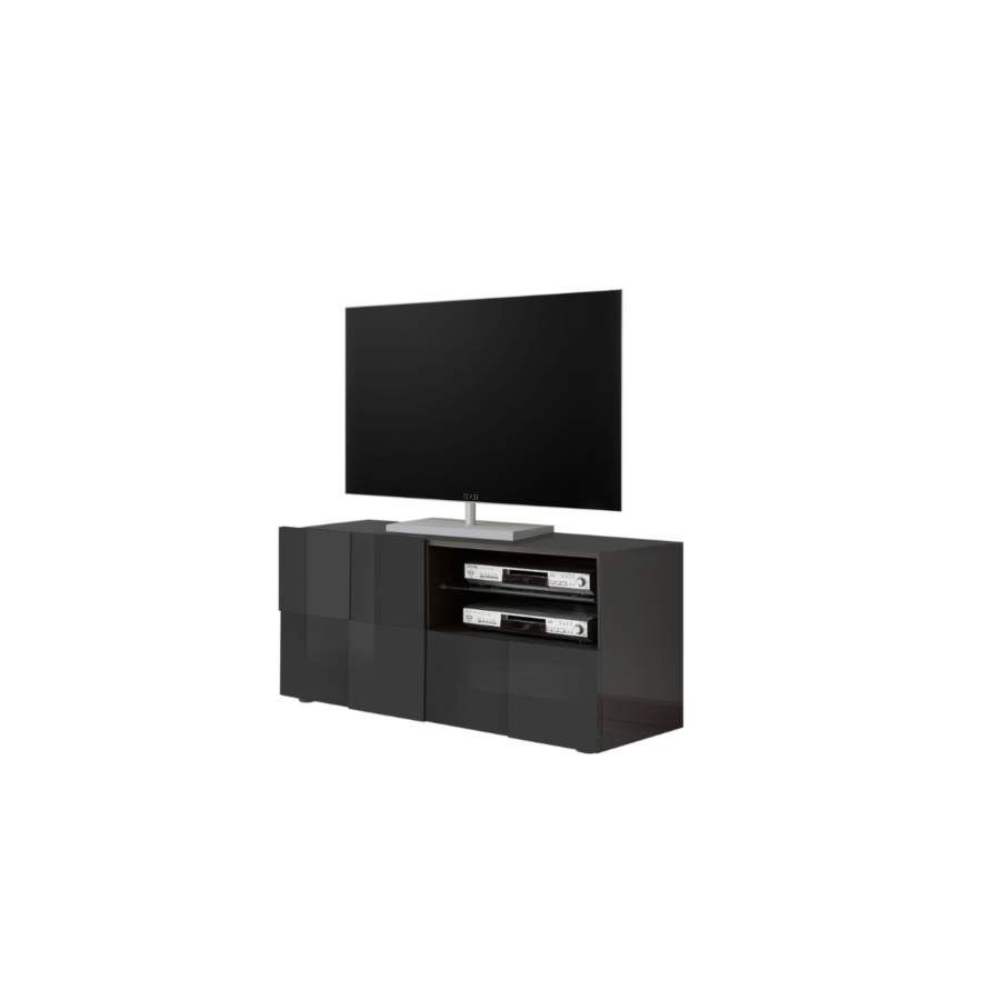 Meuble TV DAMA - Gris Foncé Brillant Soldes été vague 2