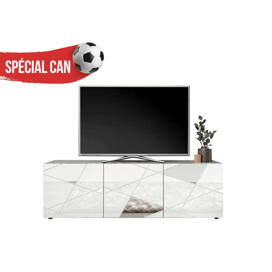 Meuble Tv 3 Portes Vittoria - Blanc Sejour