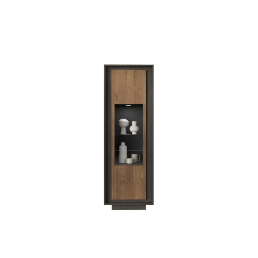 Vitrine 1 Porte SKY - Noir / Marron Soldes été vague 2