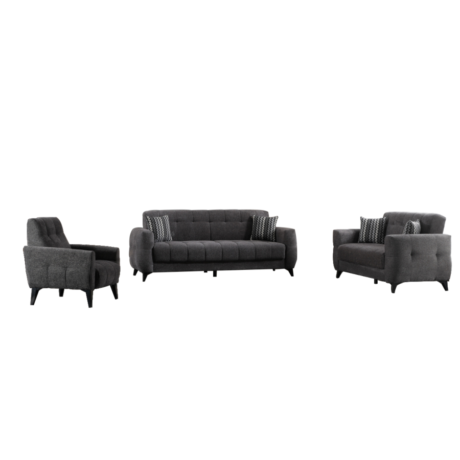 Salon HERMES 3+2+1 Avec Rangement - Gris foncé Sofa