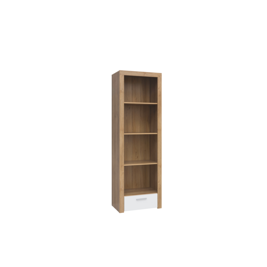 Bibliothèque BALDER 4 Niches Et 1TIROIR - Blanc / Chêne Chambre enfant