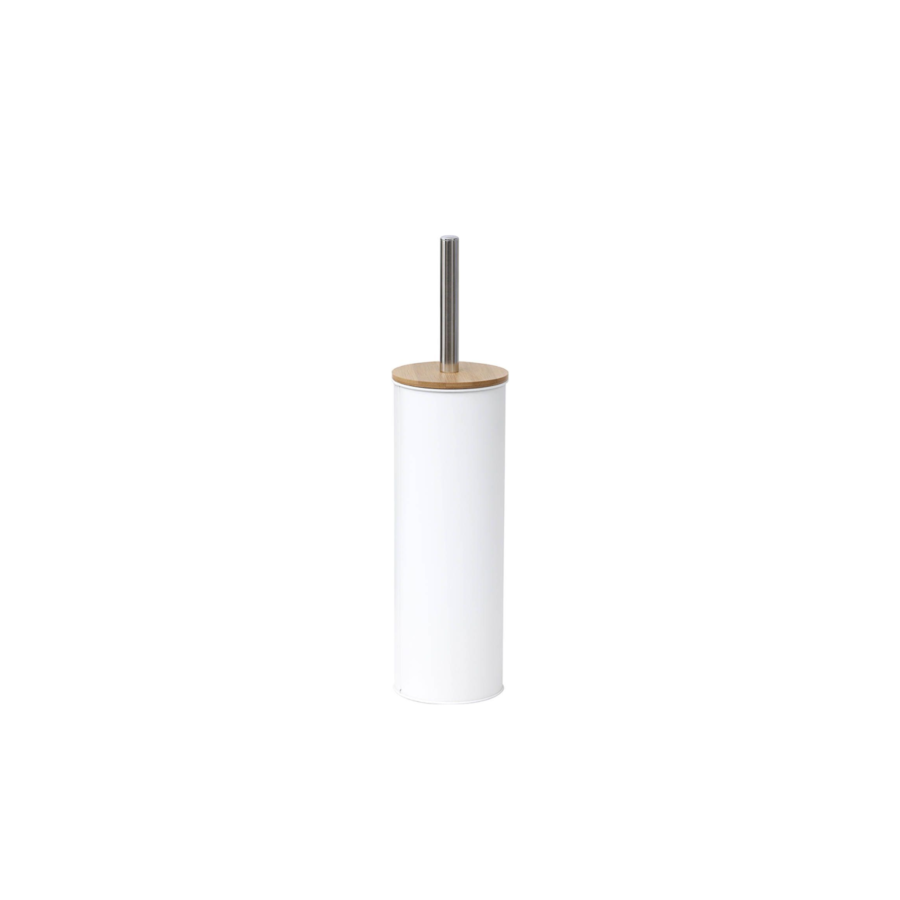 BROSSE WC PRESTIGE Métal Avec Couvercle - Blanc Salle de Bain