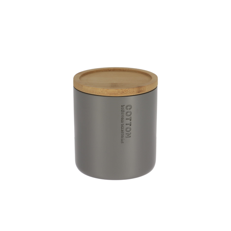 Boîte à coton PRESTIGE Avec Couvercle - Gris Salle de Bain