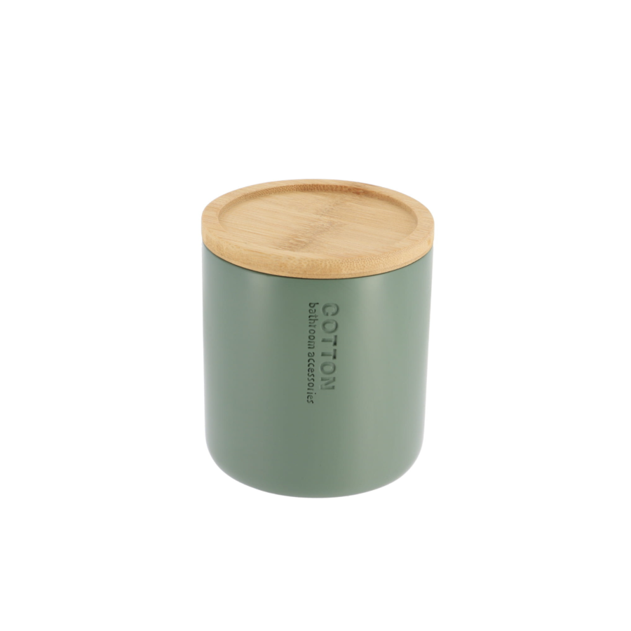 Boîte à coton PRESTIGE Avec Couvercle - Kaki Salle de Bain
