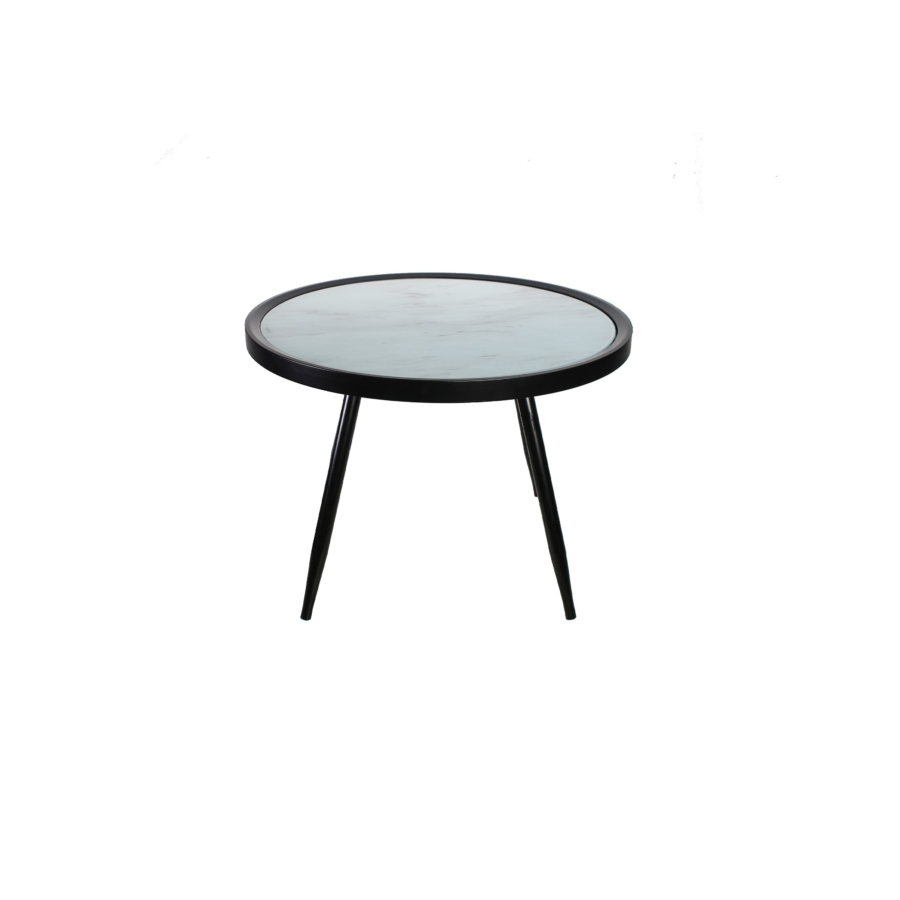 Table Ronde POSH 60x60x41,5cm - Noir / Blanc Soldes été