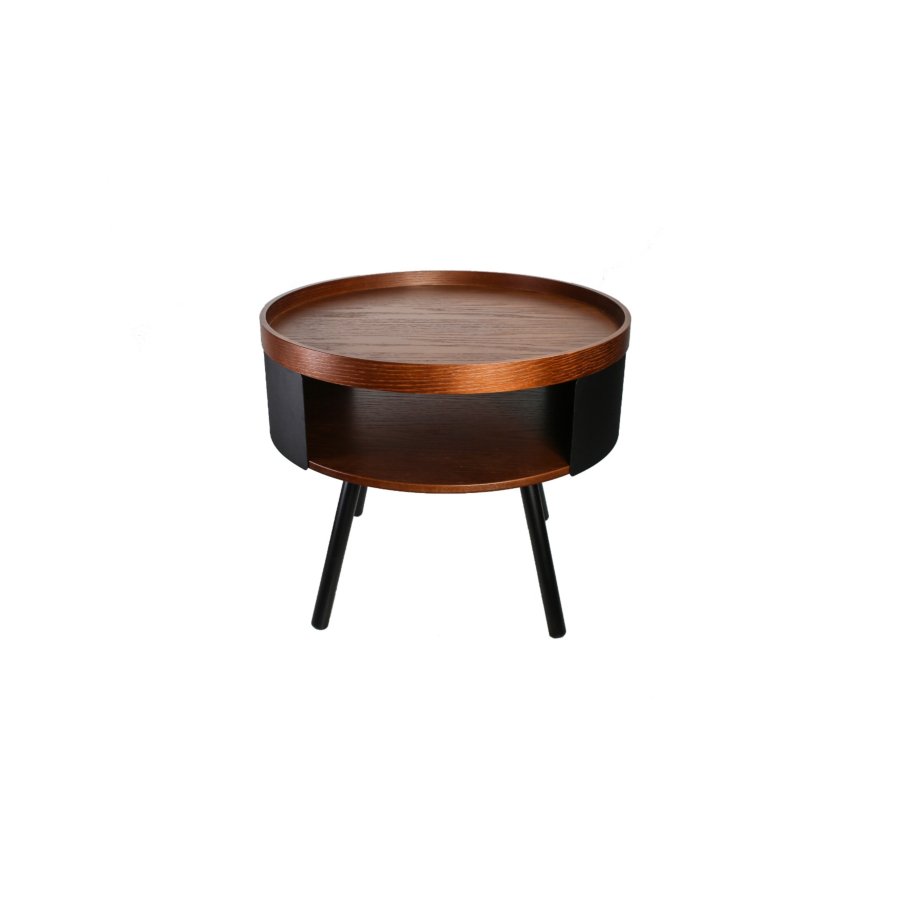 Table Ronde FORATO - Noir / Marron Soldes été