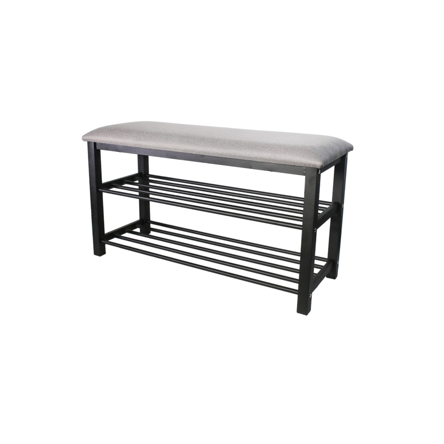 Banc À Chaussures À 2 Niveaux ANDINO - Gris / Noir Accessoires-rangements