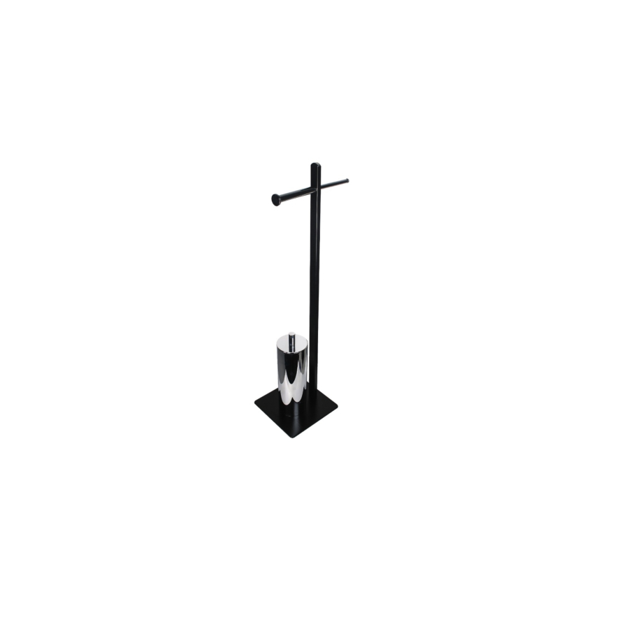 Support De Toilette Avec Brosse WC TOTTI - Noir / Chromé Organisateurs