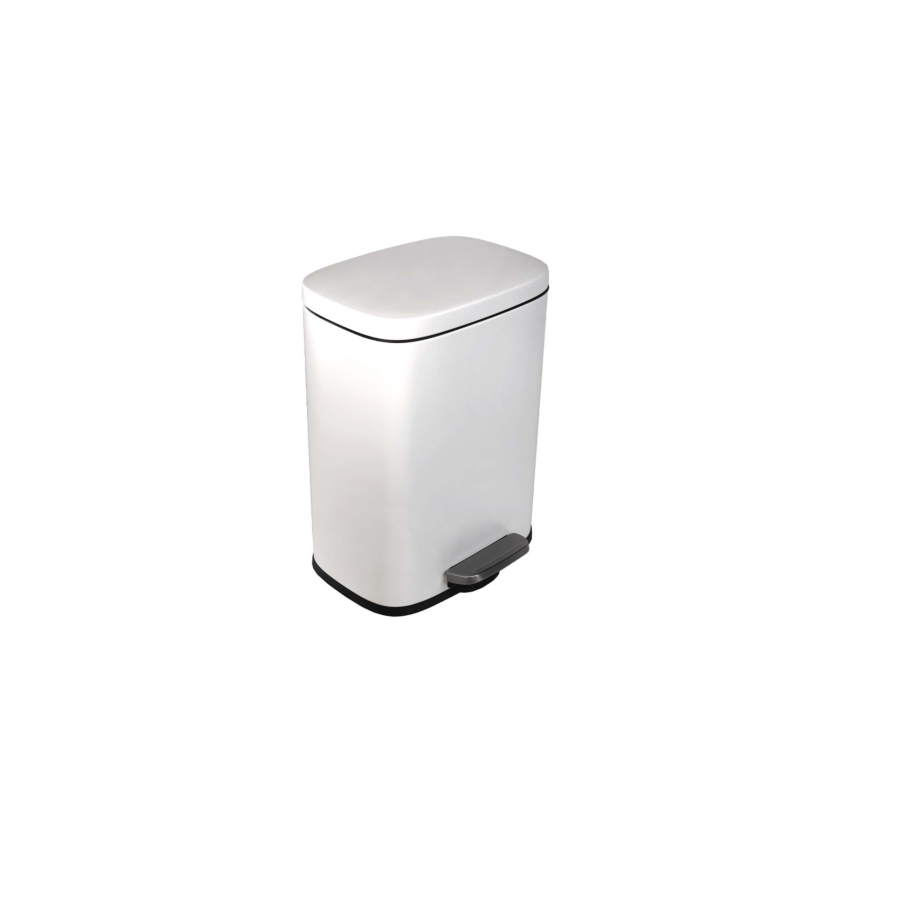 Poubelle 12L À Pédale Rectangulaire - Blanc Mat Soldes été