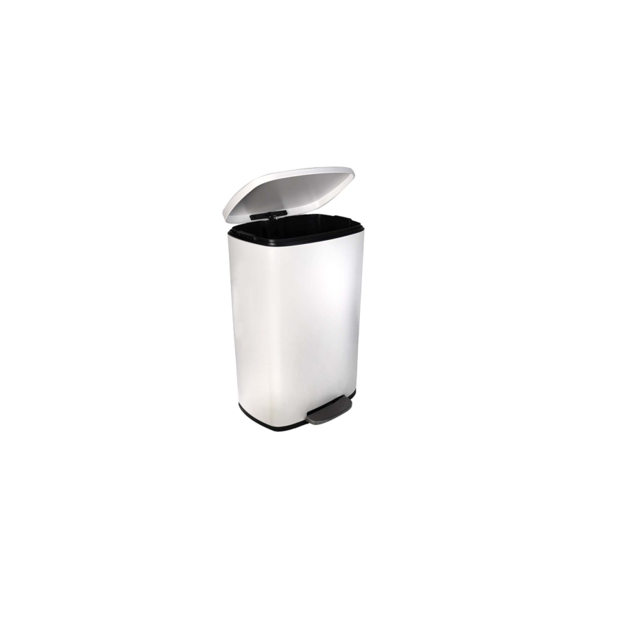 Poubelle 50L à Pédale Rectangulaire - Blanc Mat Soldes été