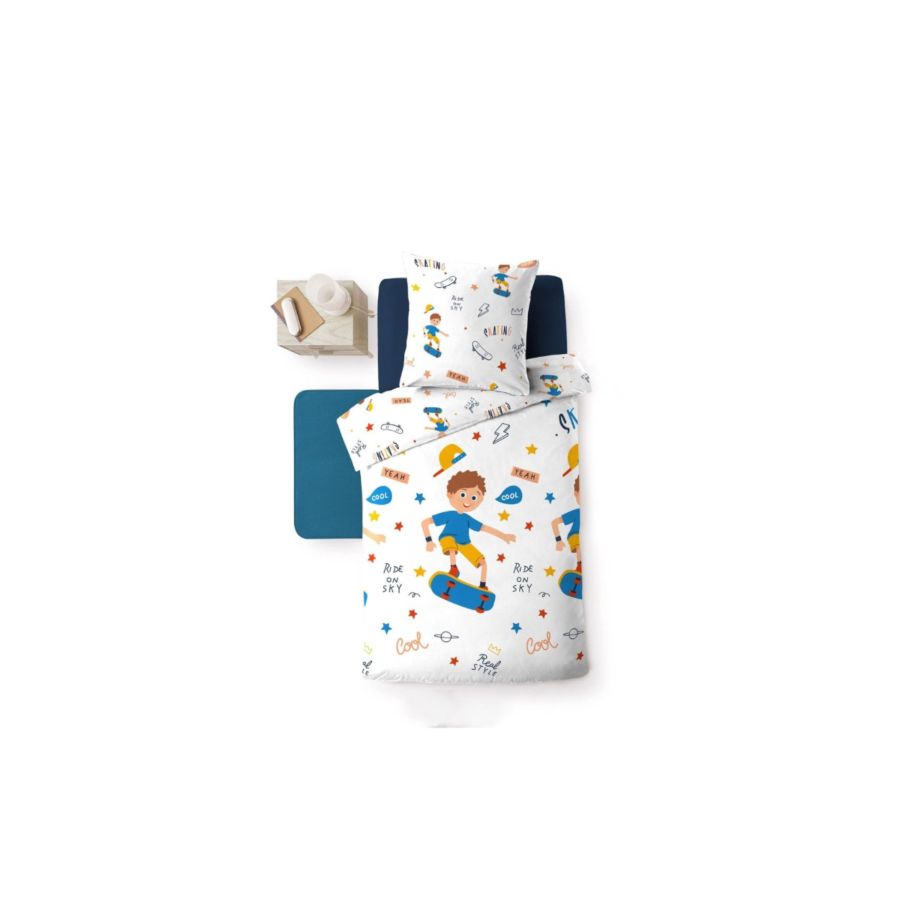 PARURE 2 pièces 140X200cm MICROFIBRE ALLOVER SKATEBOY - Multicouleur Promos printemps