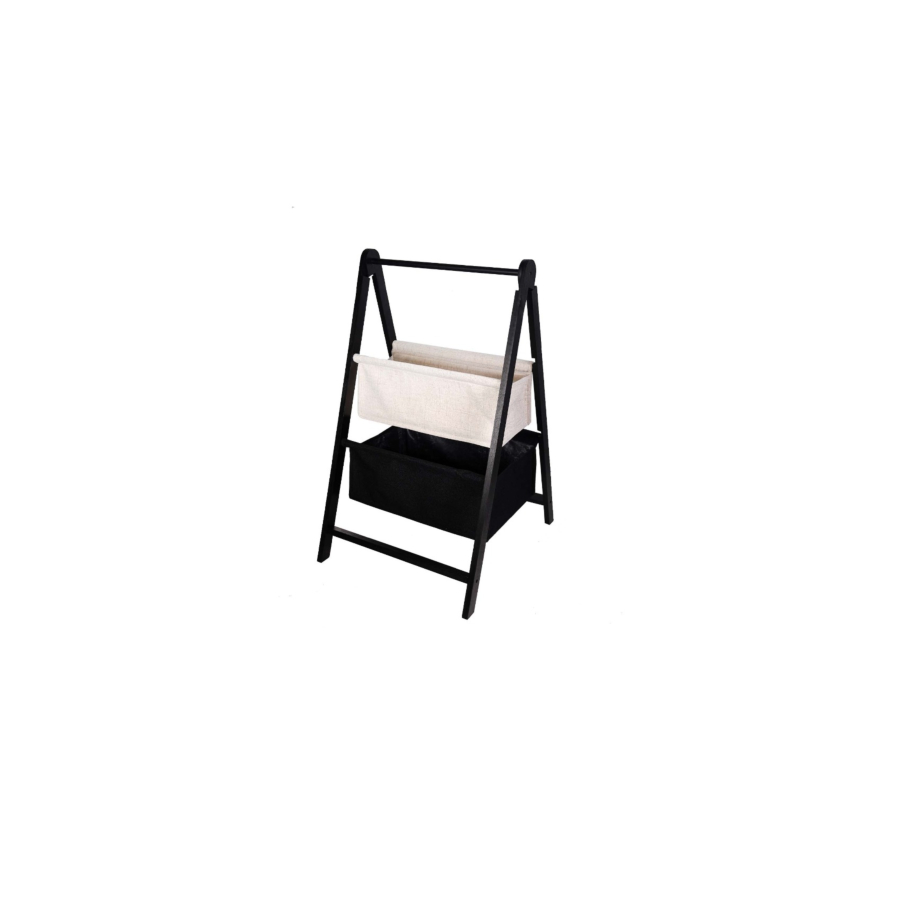 Échelle en bois avec deux paniers - Noir / Blanc Accessoires-rangements