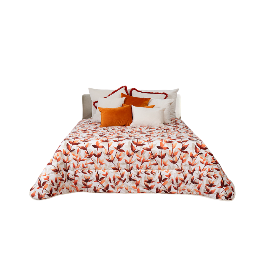 Couette Velvet Imprimé FEUILLE / Micro Touche Coton - Terracota BLACK FRIDAY