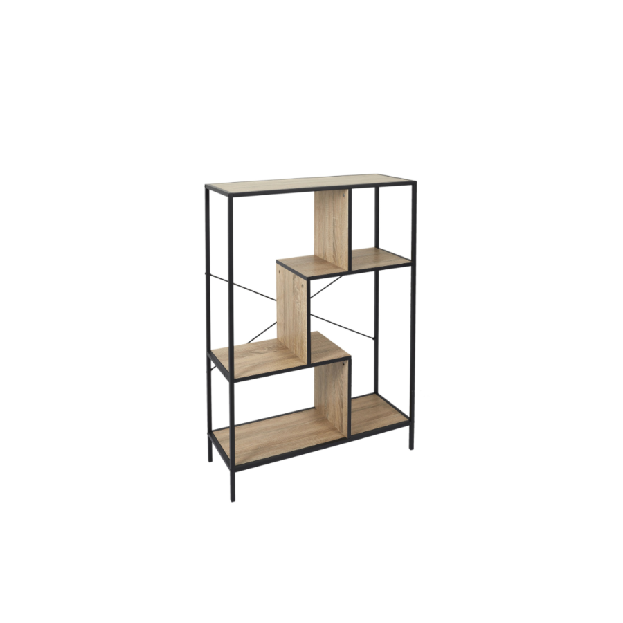 Étagère EDISON 80x30x113cm - Beige / Noir Étagères et bibliothèques rangements