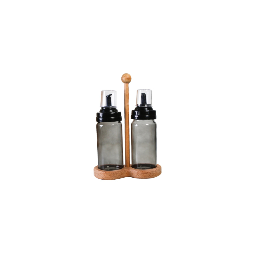 Set D'Huile Et De Vinaigre Avec Support - Noir Soldes été